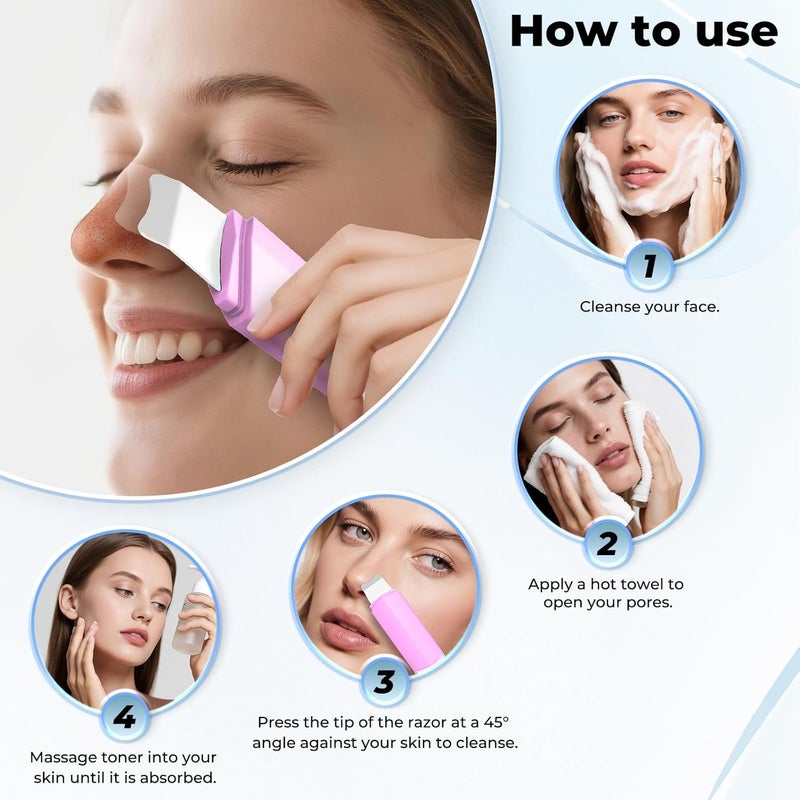 PETYDOOT Blackhead Remover Tool Face Scrubber: Double-Headed Face Spatula Skin Scrubber, Nose Pore Cleaner Blackhead Remover for Facial Deep Cleansing Skin Care Tool for Men & Women (Pink) - Image 5